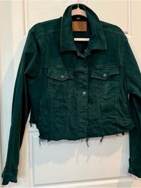 Dark Green Cropped Denim Jacket - Judy Blue 2X